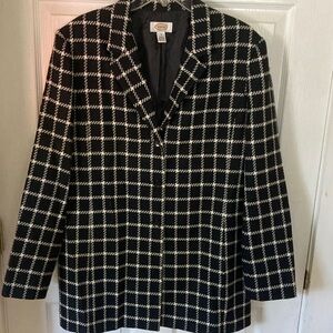 Talbots Black and White Plaid Blazer